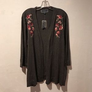 Gray floral cardigan